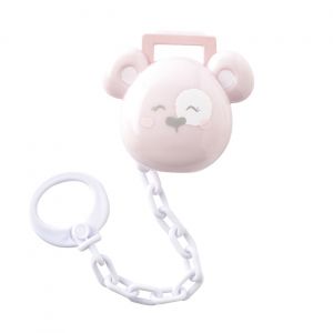 Saro Corrente Porta-Chupeta Happy Teddy Rosa