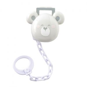 Saro Corrente Porta-Chupeta Happy Teddy Cinzento
