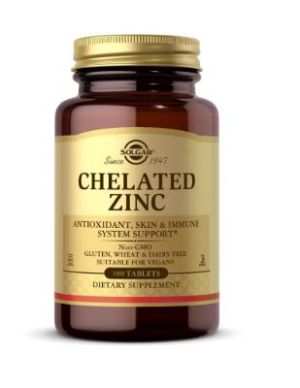 SOLGAR ZINC CHELATED 22MG 100 TABLETS