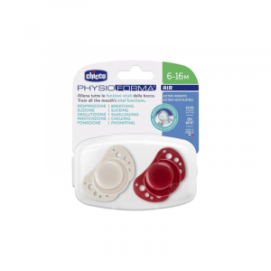 Chicco Chupetas Physio Air Silicone Branca/Vermelha 6-16M