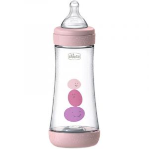 Chicco Biberão Perfect 5 Fast 4M+ Silicone Rosa 300ml