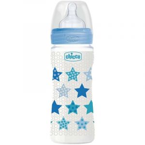 Chicco Biberão Well-Being Fluxo Rápido 4m+ Silicone Azul 330ml