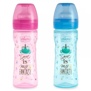 Chicco Biberão Wellbeing Edição Especial Fantastic Love Boy & Girl 2M+ Silicone 250ml
